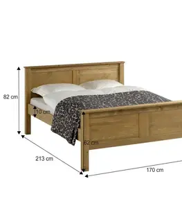 Postele KONDELA Provo 160 drevená manželská posteľ s roštom dub