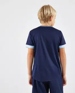 bedminton Chlapčenské tenisové tričko Dry tmavomodré
