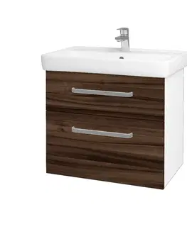 Kúpeľňový nábytok Dreja - Kúpeľňová skrinka Q MAX SZZ2 70 - N01 Biela lesk / Úchytka T01 / D06 Orech 60254A