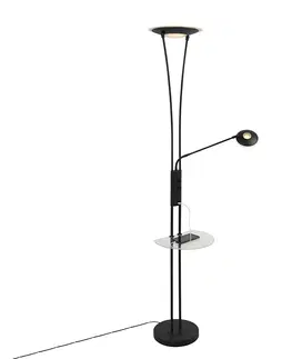 Stojace lampy Stojacia lampa čierna s čítacím ramenom vrátane LED a USB portu - Sevilla