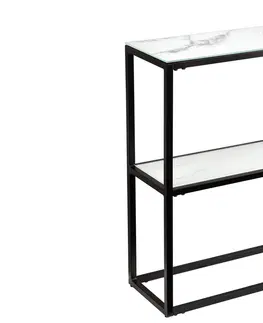 Konferenčné stolíky LuxD Dizajnová konzola Latrisha 80 cm biela - vzor mramor