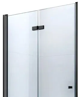 Sprchovacie kúty MEXEN - LIMA skladacie dvere 80x190 cm 6mm, čierne, transparent so stenovým profilom 856-080-000-70-00