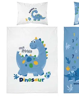 Detské obliečky Bambusové detské obliečky do postieľky, Dinosaurus, modrý