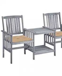 Zahradné stoličky Zaradné stoličky so stolíkom akácia / látka Dekorhome Sivohnedá taupe