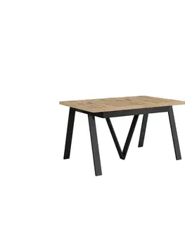 Jedálenské stoly Jedálenský rozkladací stôl, 140-290x90 cm, dub wotan/čierna, AVENY