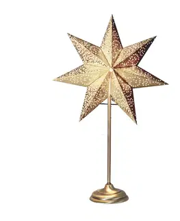 Vianočné svetelné hviezdy STAR TRADING Stojacia hviezda Antique, kov/papier, zlatá