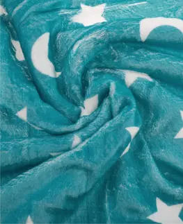Deky Obojstranná baránková deka, aqua modrá/biela/vzor, 150x200, NAVO