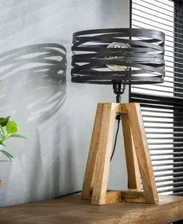 Stolové lampy ZIJLSTRA Stolová lampa Crossround s drevenou trojnožkou