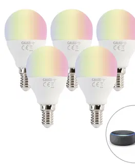 Ziarovky Sada 5 smart E14 RGBW LED svietidiel P45 matná 4,9W 470 lm 2200-4000K