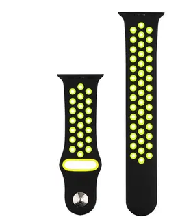 Príslušenstvo k wearables Silikónový športový remienok COTEetCI pre Apple Watch 42/44/45mm, čierny/žltozelený