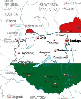 Obrazy mapy Obraz mapa Maďarska vo farbe vlajky