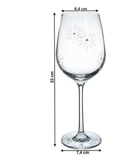 Poháre TEMPO-KONDELA SNOWFLAKE VINO, poháre na víno, set 4 ks, s kryštálmi, 450 ml