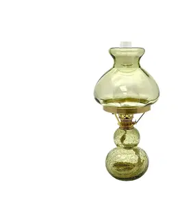 Lampy Floriánova huť Petrolejová lampa ZUZANA 43 cm lesná zelená krakle 