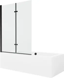 Sprchové dvere MEXEN/S - Cube obdĺžniková vaňa 170 x 80 cm s panelom + vaňová zástena 120 cm, transparent, čierna 550517080X9212027000