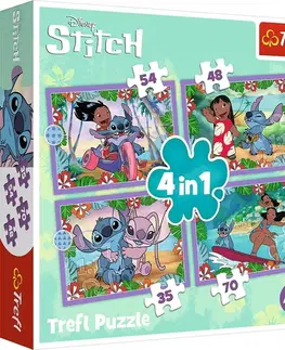 Hračky puzzle TREFL - Puzzle Lilo&Stitch: Bláznivý deň 4v1 (35,48,54,70 dielikov)