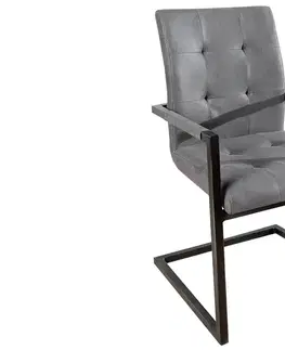 Stoličky - moderné LuxD 18232 Jedálenská stolička vintage English šedá s operadlom