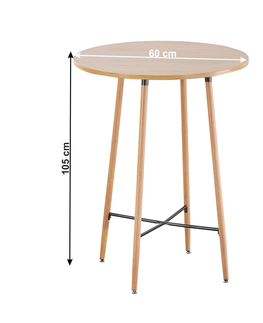 Jedálenské stoly KONDELA Imam okrúhly barový stôl dub