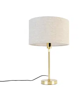Stolove lampy Stolná lampa zlatá nastaviteľná s tienidlom svetlo šedá 35 cm - Parte