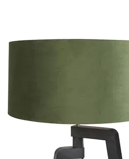 Stojace lampy Statív stojací čierny so zeleným tienidlom a zlatom 50 cm - Puros