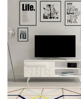 TV stolíky a steny  TV stolík VENEDIK 43,7x120 cm biela 