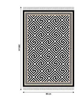 Koberce a koberčeky KONDELA Motive koberec 80x200 cm čierna / biela