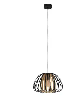 Závesné svietidlá EGLO Závesná lampa Encinitos, čierna/mosadzná Ø 37,5 cm