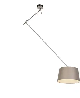 Zavesne lampy Závesná lampa s ľanovým tienidlom taupe 35 cm - oceľ Blitz I