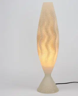 Stolové lampy Tagwerk Stolná lampa Koral z organického materiálu, ľan, 65 cm