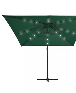 Slnečníky Konzolový slnečník s LED svetlami 250x250 cm Dekorhome Zelená