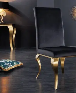 Jedálenské zostavy Jedálenská stolička 2 ks ZETHOS Dekorhome Sivá / zlatá
