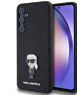 Puzdrá na mobilné telefóny Zadný kryt Karl Lagerfeld Fixed Glitter Metal Ikonik pre Samsung Galaxy A55 5G, čierny 57983119978