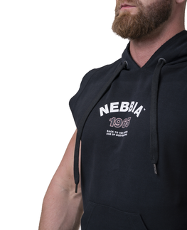 Pánske tričká Pánsky Rag top s kapucňou Nebbia Golden Era 197 Black - L
