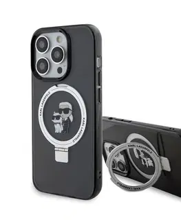 Puzdrá na mobilné telefóny Zadný kryt Karl Lagerfeld Ringstand Karl and Choupette MagSafe pre iPhone 15 Pro, čierny 57983116870