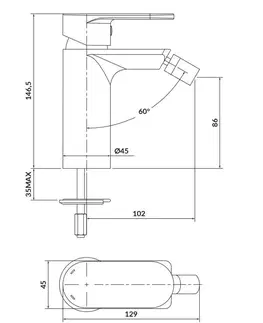Kúpeľňové batérie CERSANIT - Stojánková bidetová batéria CREA, chróm S951-315