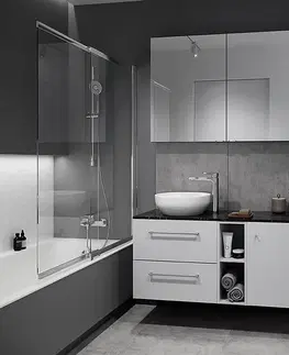 Kúpeľňa CERSANIT - Paraván k vani LARGA, dvojdielny, čierny 140X115 S932-142