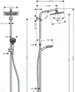 Kúpeľňa HANSGROHE - Crometta Set Showerpipe E 240 s vaňovým termostatom, 2 prúdy, chróm 27298000