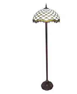 Stojacie lampy Clayre&Eef Stojacia lampa 5LL-6113 v Tiffany dizajne, biela