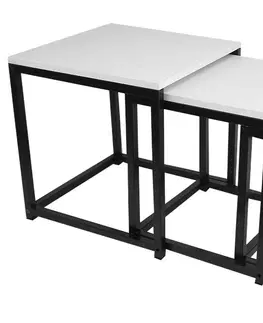 Konferenčné stolíky KONDELA Kastler New Typ 3 konferenčný stolík (3 ks) biela / čierna