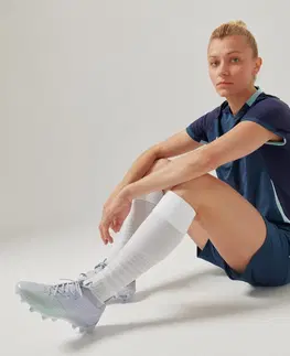 dresy Dámsky futbalový dres s krátkym rukávom rovný strih modrý