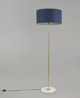 Stojace lampy Podlahová lampa mosadz s modrým tienidlom 50 cm - Kaso