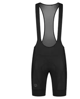 Cyklistické nohavice cyklokraťasy Rogelli ESSENTIAL s gélovou výstelkou a trakami, čierne ROG351530