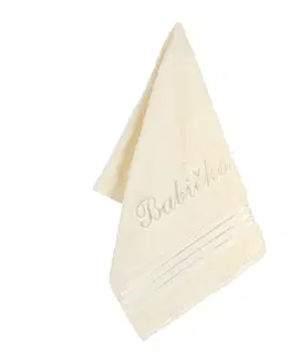 Uteráky Bellatex Froté uterák s výšivkou Babička vanilková, 50 x 100 cm