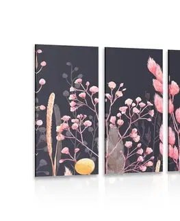 Obrazy zátišie 5-dielny obraz variácie trávy v ružovej farbe