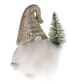 Vianočné dekorácie Porcelánový trpaslík s LED svetlom Giml, 8,5 x 11 x 7 cm