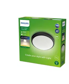 Vonkajšie stropné svietidlá Philips Philips Doris LED svietidlá IP54 2 700 K čierna