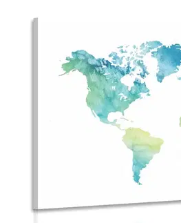 Obrazy mapy Obraz mapa sveta v akvarelovom prevedení