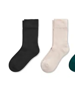 Socks Ponožky, 3 páry, čierne, smaragdovozelené, béžové