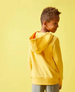 mikiny Detská bavlnená mikina s kapucňou žltá