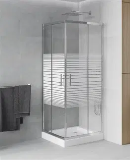 Vane MEXEN/S - Rio štvorcový sprchovací kút 80 x 80, dekor, chróm + vanička Rio 860-080-080-01-20-4510