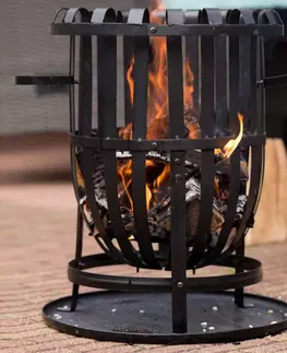 Záhradné ohniská Prenosné ohnisko s grilom čierna Dekorhome